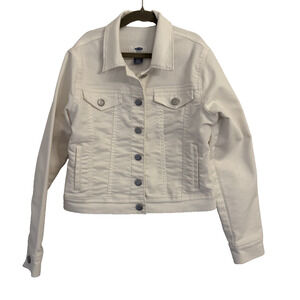 Old Navy Girls White Denim Jacket Size Large 10-12
